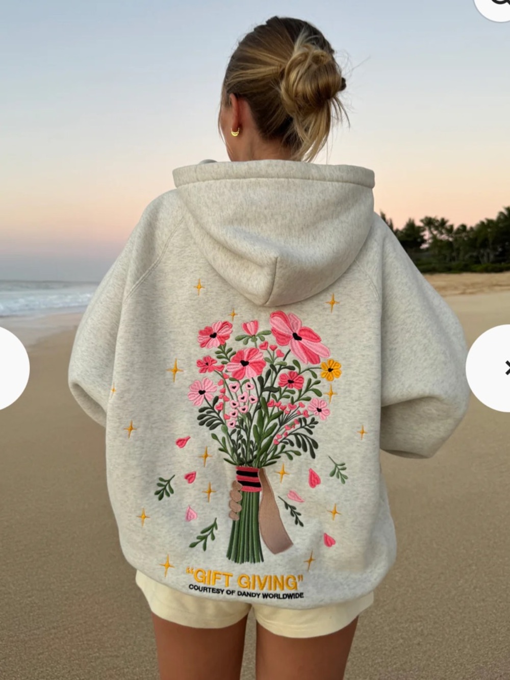 DANDY Worldwide “Gift Giving" Oversized Lux Hoodie in Heather Gray Size Medium